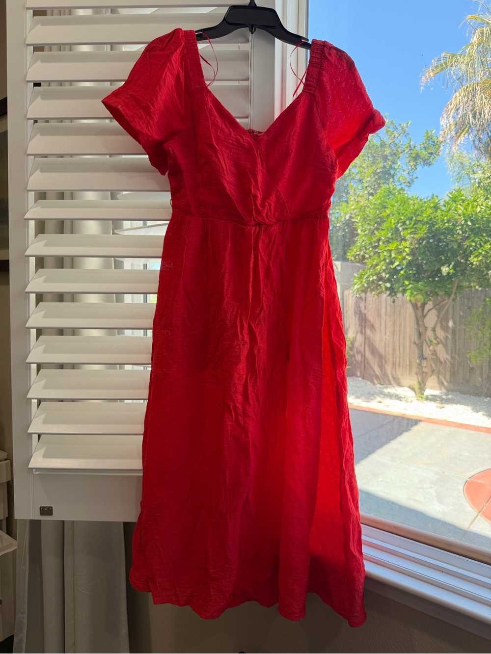Vici Poppy Red Short Sleeve Wrap Midi Dress - Size Medium